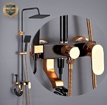 Gold and Black Aluminum Shower Set C-28